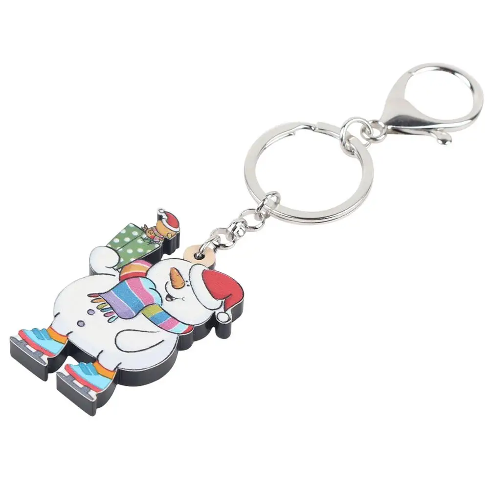 Акриловый Рождественский брелок WEVENI для ключей с надписью Happy катание на лыжах