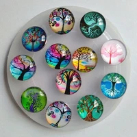 22 style glass round buttons life tree flat bottomed buttons for punk bracelet round top diy jewelry making accessories parts
