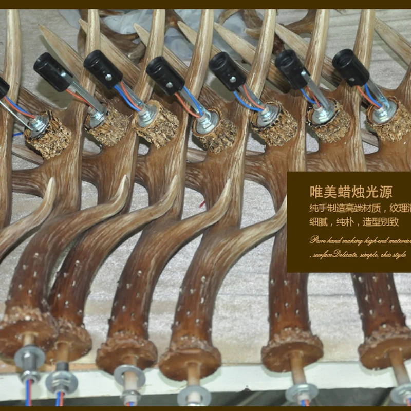 Смола оленьи рога Люстра светильник в стиле ретро Винтаж промышленных