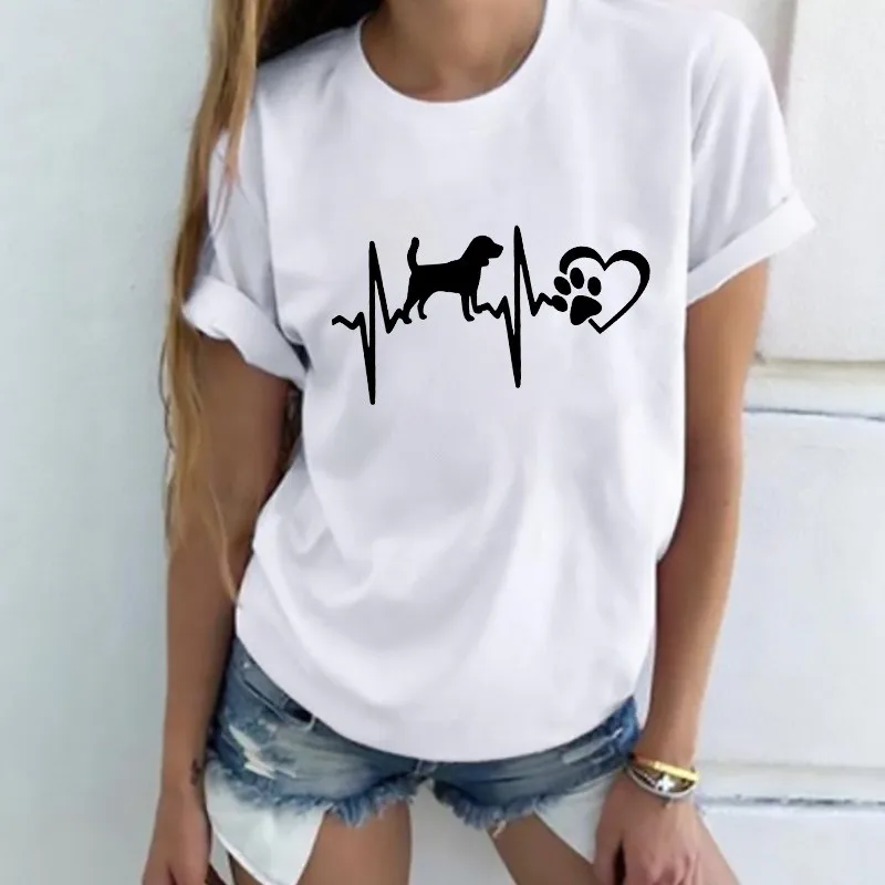 

2021 New Women T-shirts Casual Vogue ECG printing Printed Tops Tee Summer Female Animal Tee Short Sleeve Hipster T