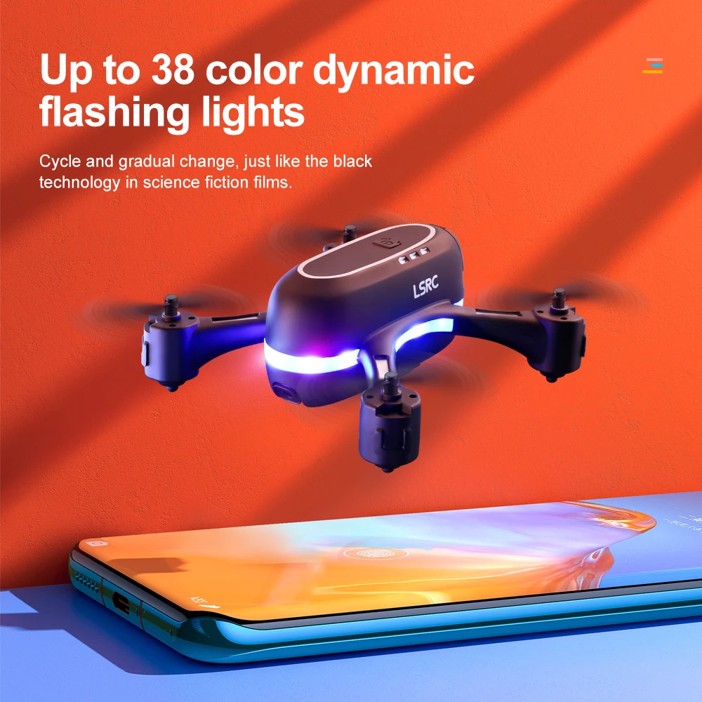 Новый цветной мини Дрон LSRC с радугой 480P 720P HD Двойная камера WIFI FPV высота