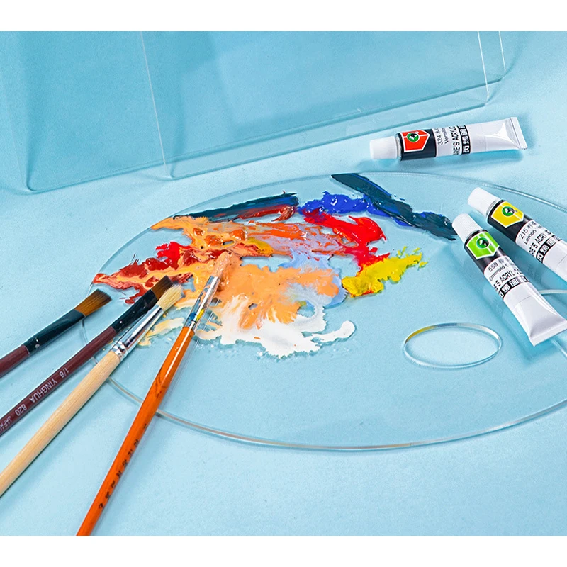 Акриловая художественная краска палитра прозрачная овальная антипригарная