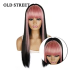 Синтетические парики с челкой для Для женщин длинный прямой термостойкий парик для вечерние повседневные Применение черно-коричневый