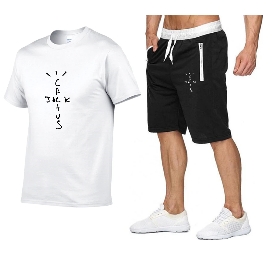 

Мужской спортивный костюм из двух предметов, Повседневная футболка и шорты, лето 2021