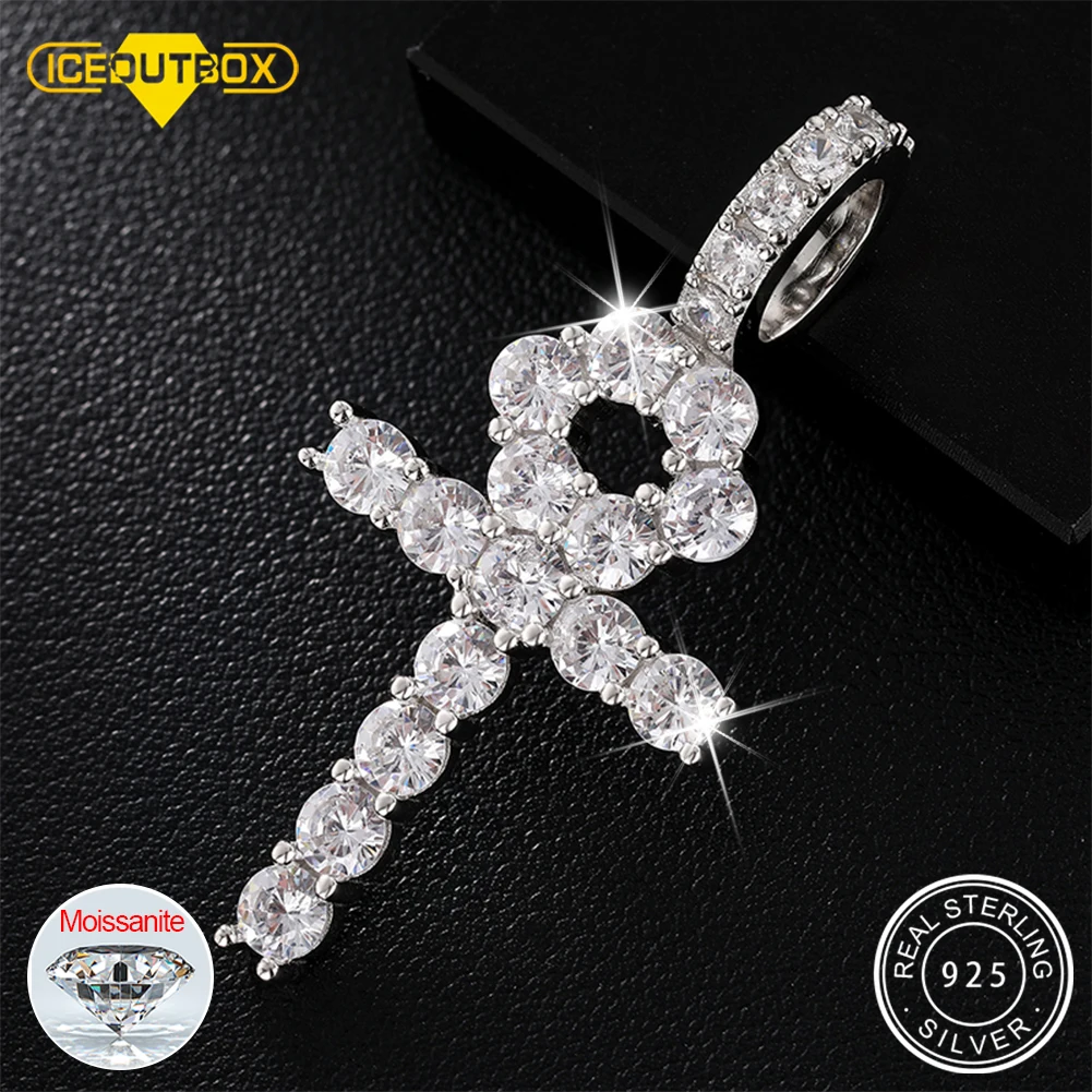 

Big 8.1ctw Moissanite Dimaomd Cross Pendnat Necklaces For Women Men Luxury 925 Silver Jewelry For Engagement Party Xmas Gifts