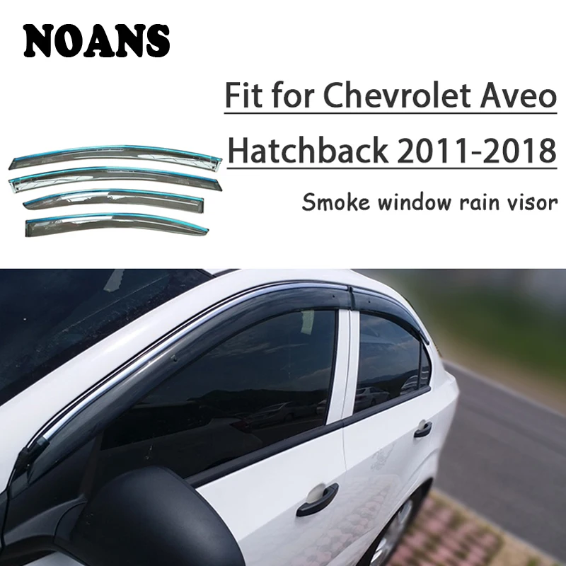 

NOANS 4pcs Stickers For Chevrolet Aveo Hatchback 2018-2011 Car Styling Accessories ABS Windows Sun Rain Visor Door Shield Trim