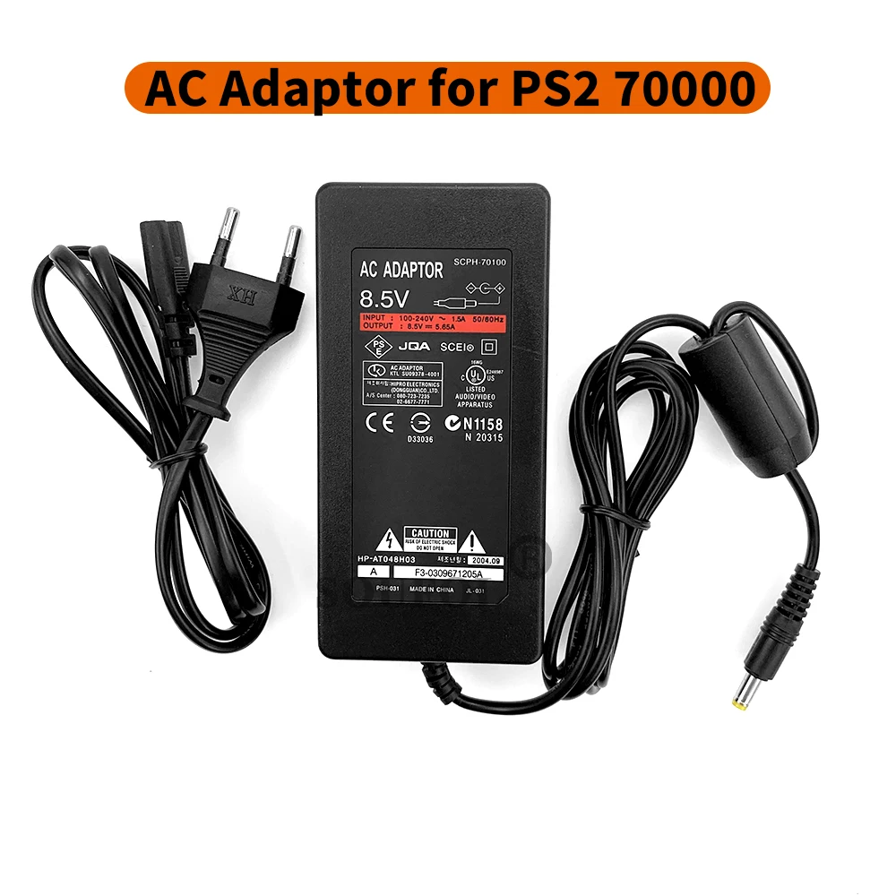 EU Plug AC Power Adapter Input AC 100-240V Output DC 8.5V 5.6A Power Adaptor for Sony Playstation 2 PS2 70000 Console