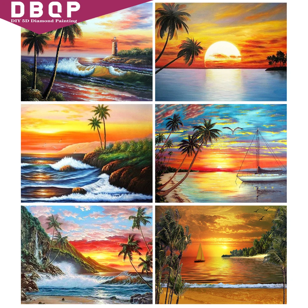 

5D DIY Diamond Painting Sea Scenery Seaside Diamond Mosaic Cross Ctitch Kits Art Picture Handicraft Home Decor Gift