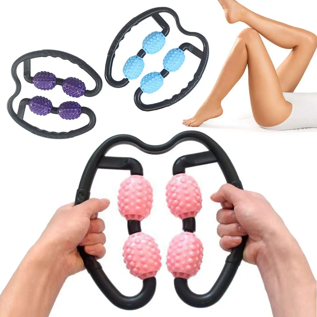 

U Shape Trigger Point Massage Roller Yoga Block Floating Massage Roller 4 Wheel for Arm Leg Neck Muscle Tissue Fitness Gym Yoga