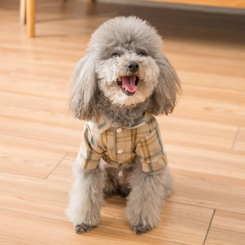 

Dog Clothes Summer Plaid Shirt Teddy Bichon Hiromi Cat Summer Thin Small Dog Pet Spring and Autumn Clothes