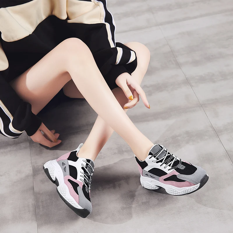 Женские кроссовки на массивной вулканизированной подошве увеличивающие рост Z1002