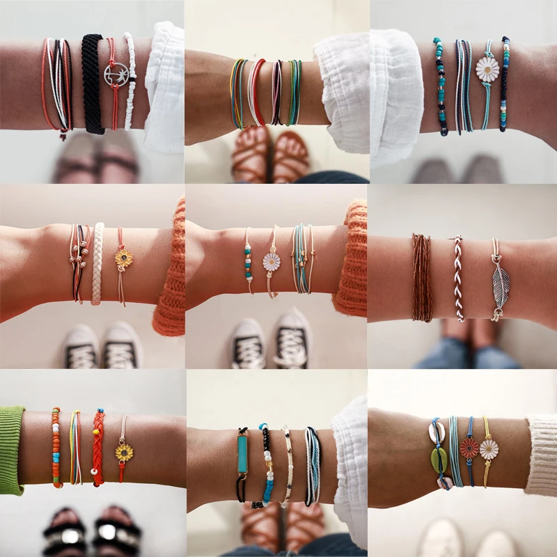 Браслеты Tocona женские в богемном стиле разноцветные веревочные браслеты с