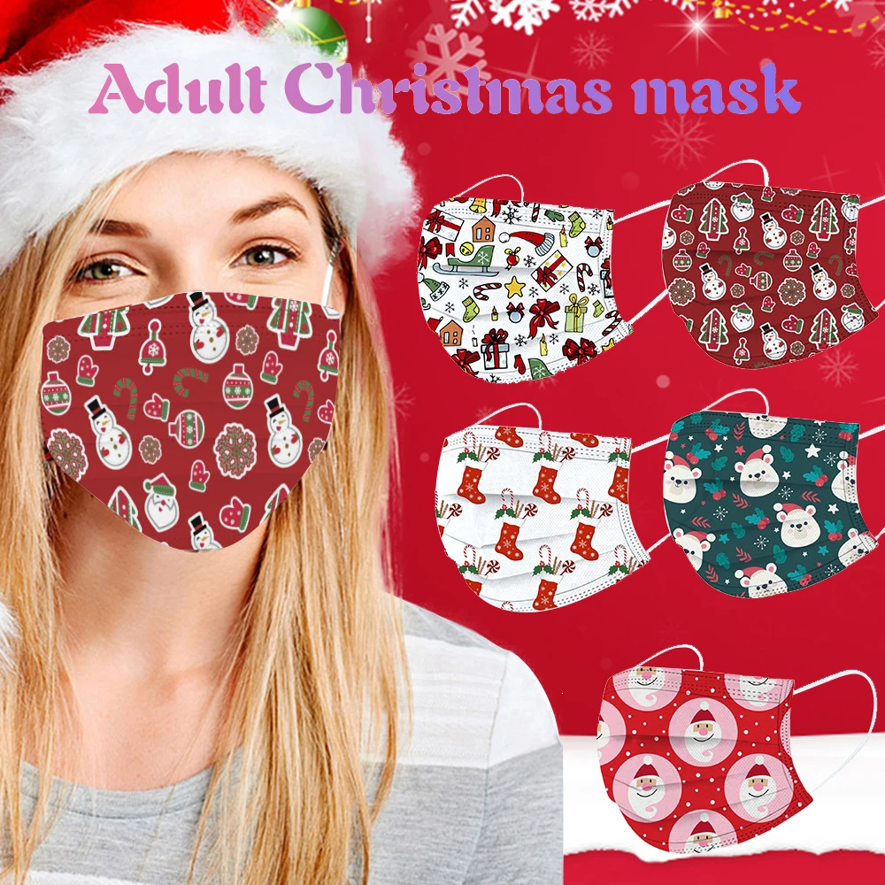 Disposable Masks Christmas Printed Breathable Medical Mask Multi-purpose Face Mouth Multiple Protective Surgical | Красота и здоровье