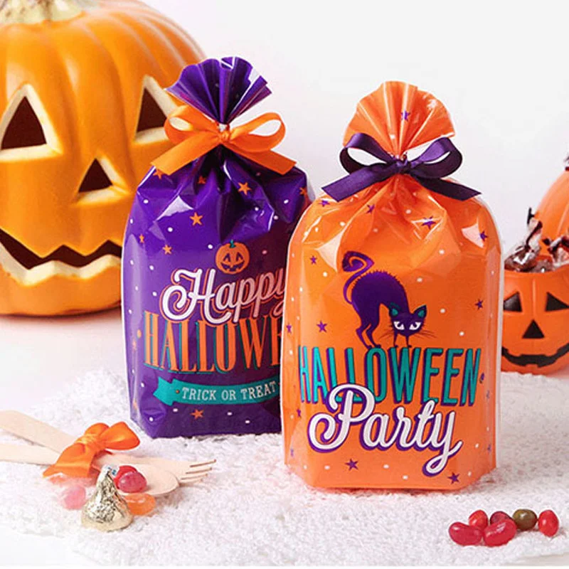 

10pcs Halloween Candy Bag Cute Gift Bag Trick or Treat Kids Gift Cookie Candy Packaging Bag Halloween Party Decoration
