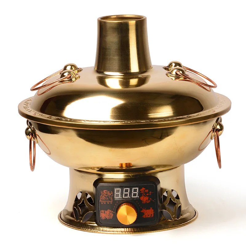 

Red Copper Hot Pot Classical Chinese Electric Carbon Dual Purpose Touch Screen Button Thickening Pure Copper Sturdy And Durable