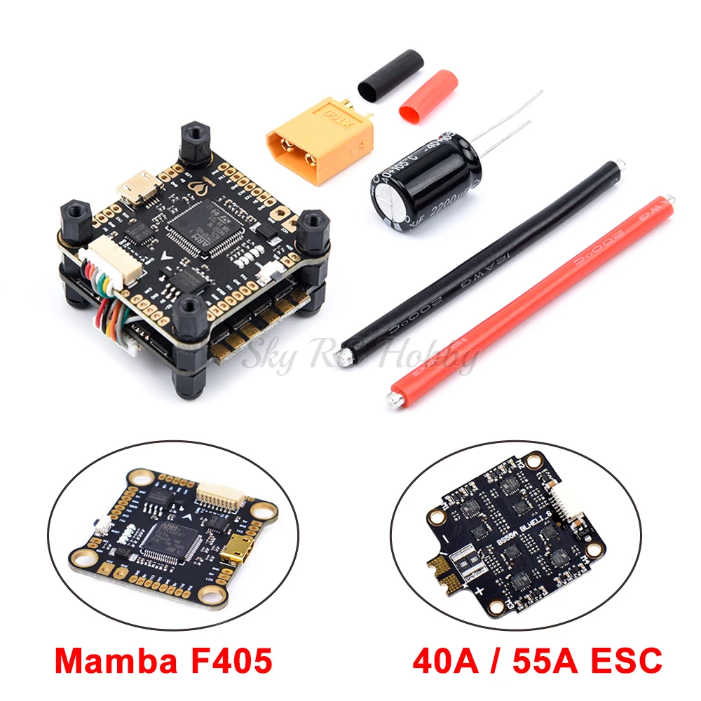 Плата контроллера полета Mamba F405 и 2-6s 40A / 55A 4 в 1 ESC BLHeli_S бесщеточный поддержка Oneshot