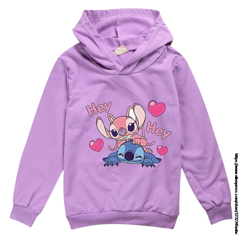 Детские толстовки Disney Stitch Princess детская одежда для девочек аниме свитшот