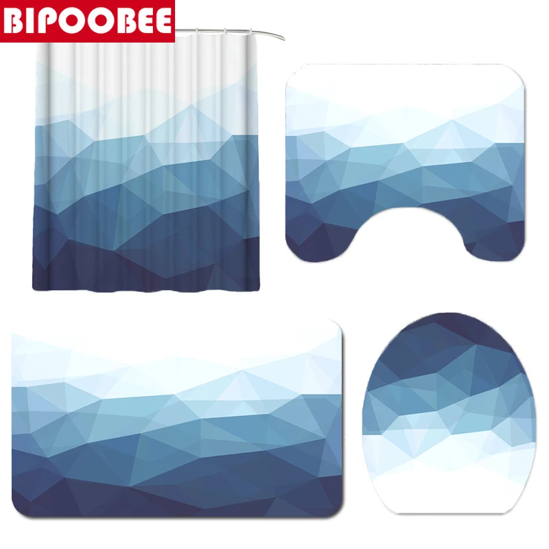 Ромб с постепенной сменой занавески для ванной комнаты крышка унитаза и коврик
