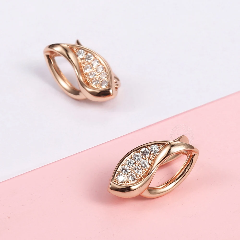 Женские серьги-гвоздики из розового золота 585 пробы овальные серьги с вырезами в