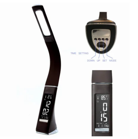 Светодиодная офисная настольная лампа WoodPow с гусиной шеей приглушаемая для