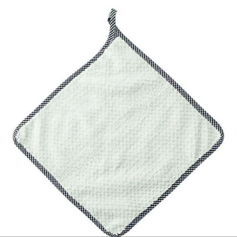 

10Pcs Kitchen Dish Cloth Wrapped Hanging Hand Towels Microfiber Thick Plaid Coral Fleece Rags Absorbent Dish Towel Scouring Pad
