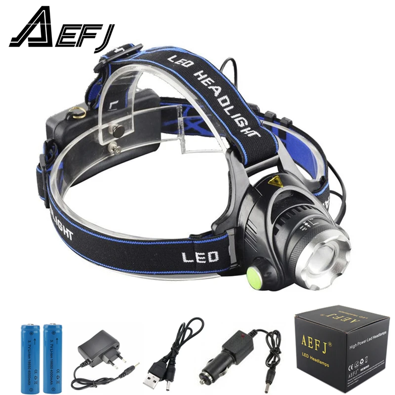 

LED Headlamp T6/L2/V6 Headlight 3 Modes Zoomable Waterproof Super bright camping Fishing light Powered by 2x18650 batteries