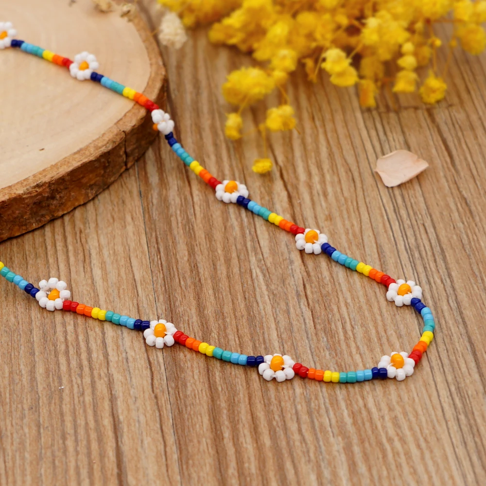 Go2Boho Miyuki Маргаритка ожерелье колье для женщин Boho летние ювелирные изделия цветок