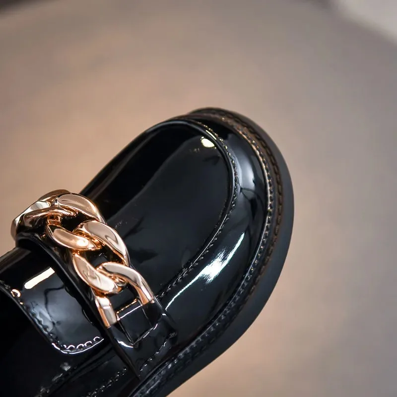 Весна-осень детские яркие кожаные лоферы обувь для больших девочек Корейская