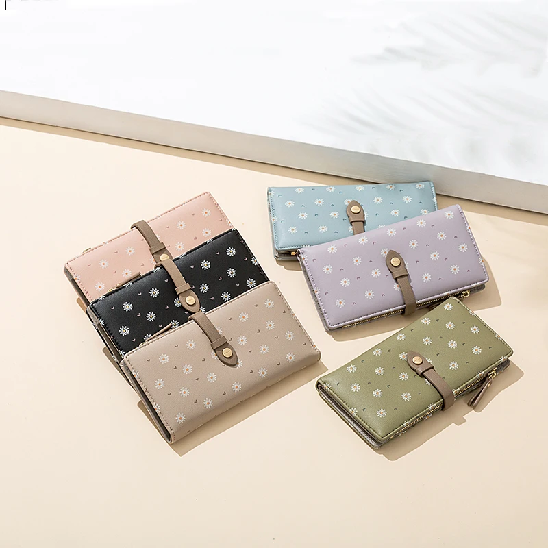 Новинка бумажники для карт с цветочным принтом женский элегантный длинный