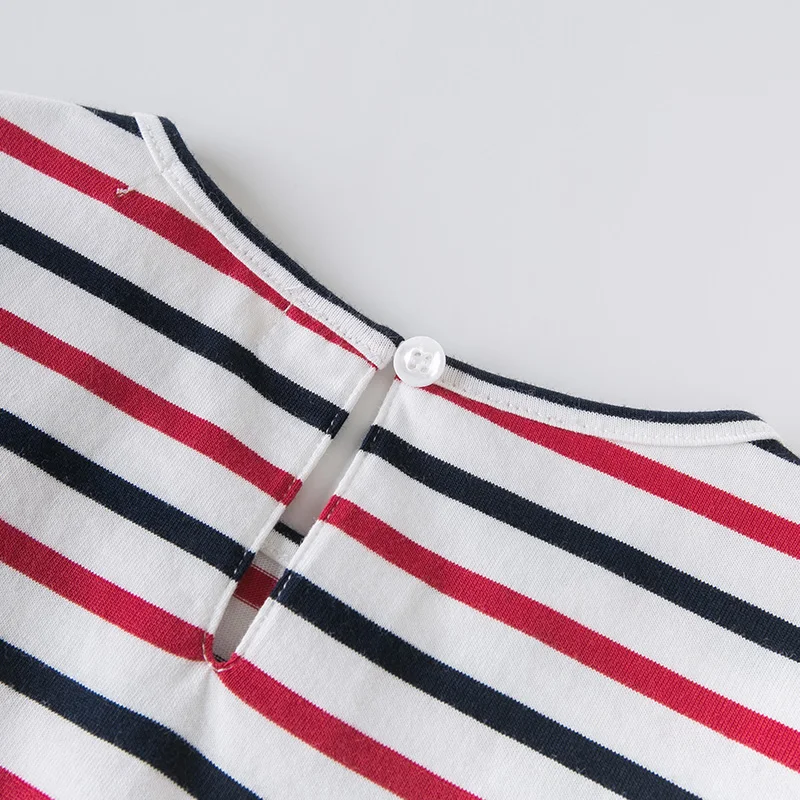 DKH13292 dave bella summer 5Y-13Y kids clothes children fashion striped letter ruched T-shirt girls high quality tees | Детская одежда