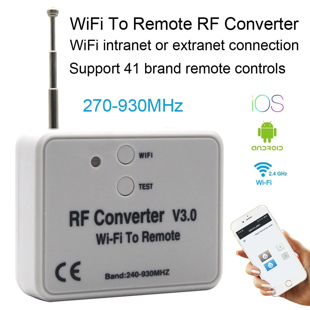 

Gate Garage Door WiFi Switch Remote Control 433MHz 868MHz 330MHz WiFi To RF Converter Multi Frequency Rolling Fixed Code Remote