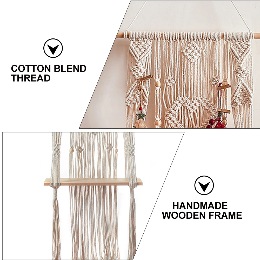 

Bedroom Macrame Wall Hanging Shelf Easy Install Home Decor Nordic Floating Wood Living Room Woven Tapestry Ornament Plant Rack