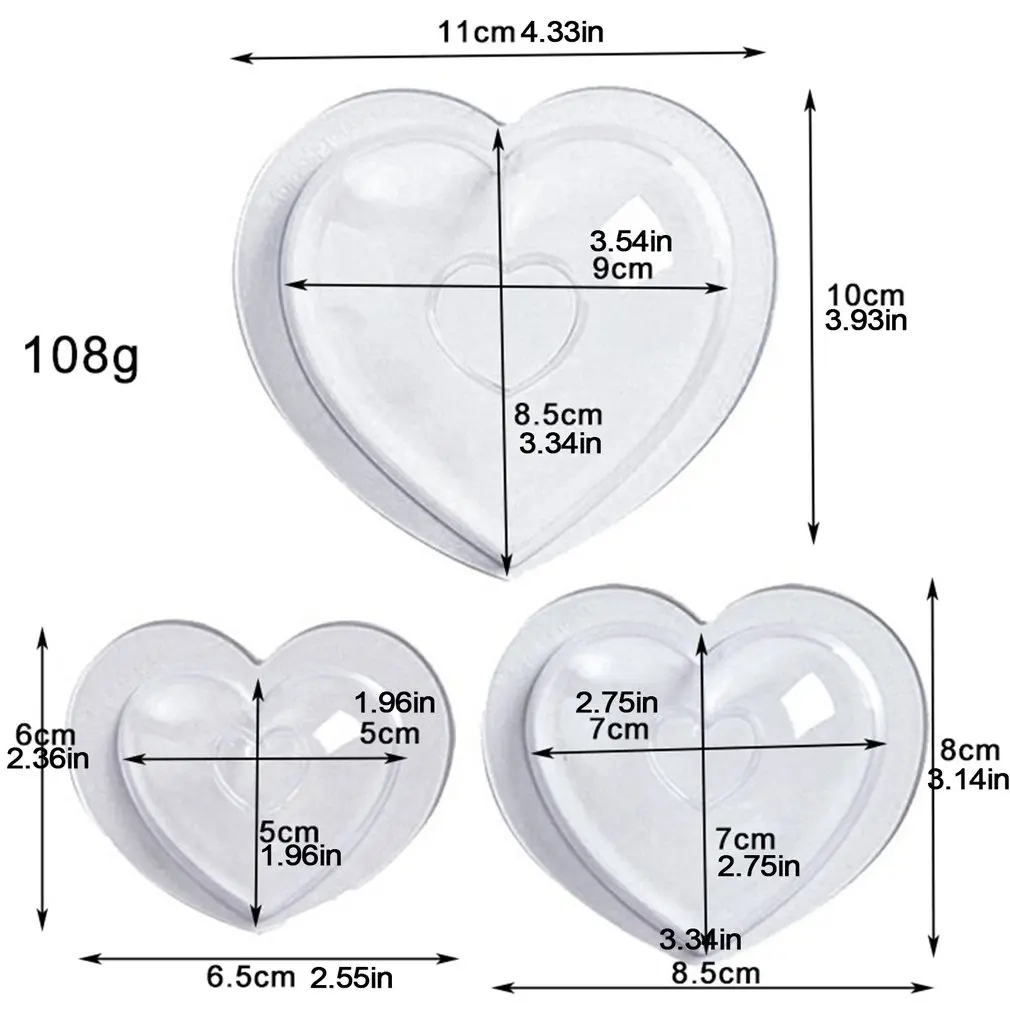 

Hot 3Pcs DIY Plastic Mold Love Heart Shape Mousse Molds Christmas Cake Cupcake Fondant Chocolate Moulds Cake Decorating Tool