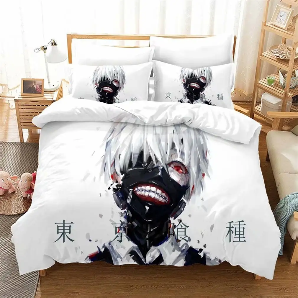 

3D с принтом Аниме Tokyo Ghoul узор 2/3 шт. Постельное белье пододеяльник с наволочками постельный комплект белый Постельное белье De Cama 3d