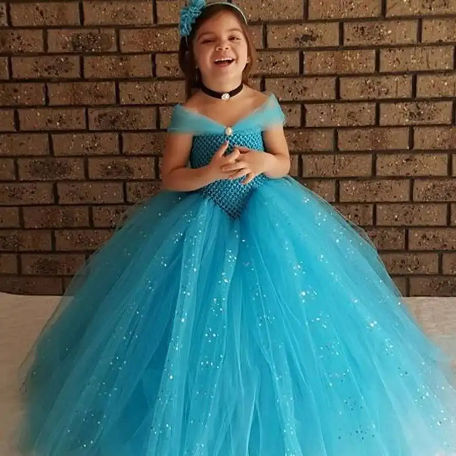 

Синее блестящее платье-пачка для маленьких девочек, детское вязаное фатиновое платье, бальное платье с бантом, детские платья на день рождения