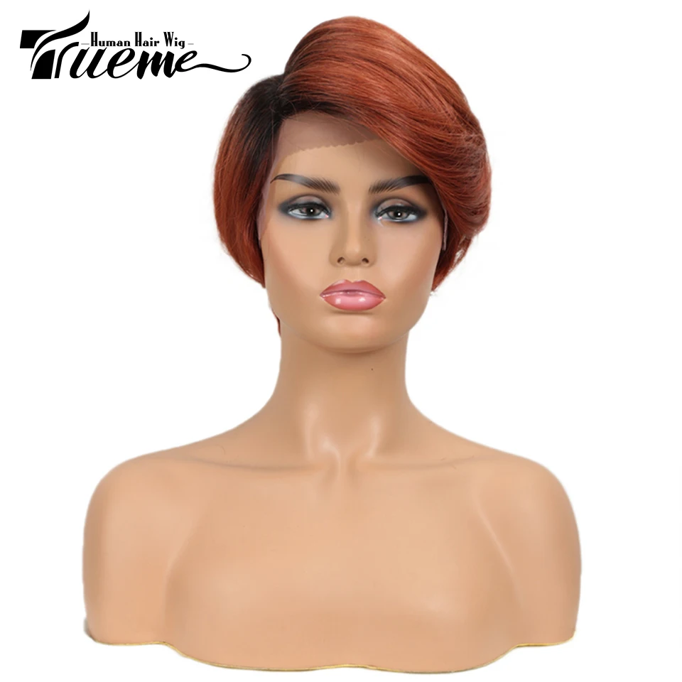 

Парик из человеческих волос Trueme, парик из человеческих волос с короткой боковой частью, бразильские волосы Реми, парик из натуральных волн, ...