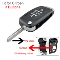 3 button car key fob case shell replacement flip folding remote cover with va2 blade fit for citroen c2 c3 c4 c5 c6 c8 va2