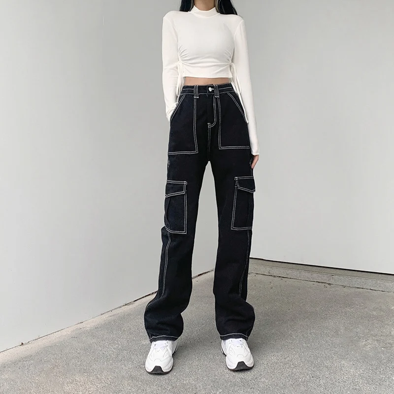 

Women'S Loose Jeans Kawaii Jeans Bodycon Dress Gothic Jeans Women Bottoms Robe Jeans Baggy Y2K Pants 90S Clothes Vintage