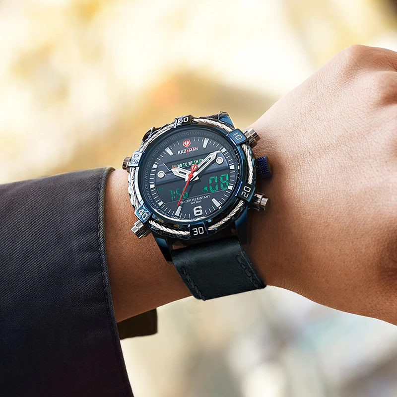 Модные спортивные часы мужские светодиодный цифровой двойной дисплей наручные