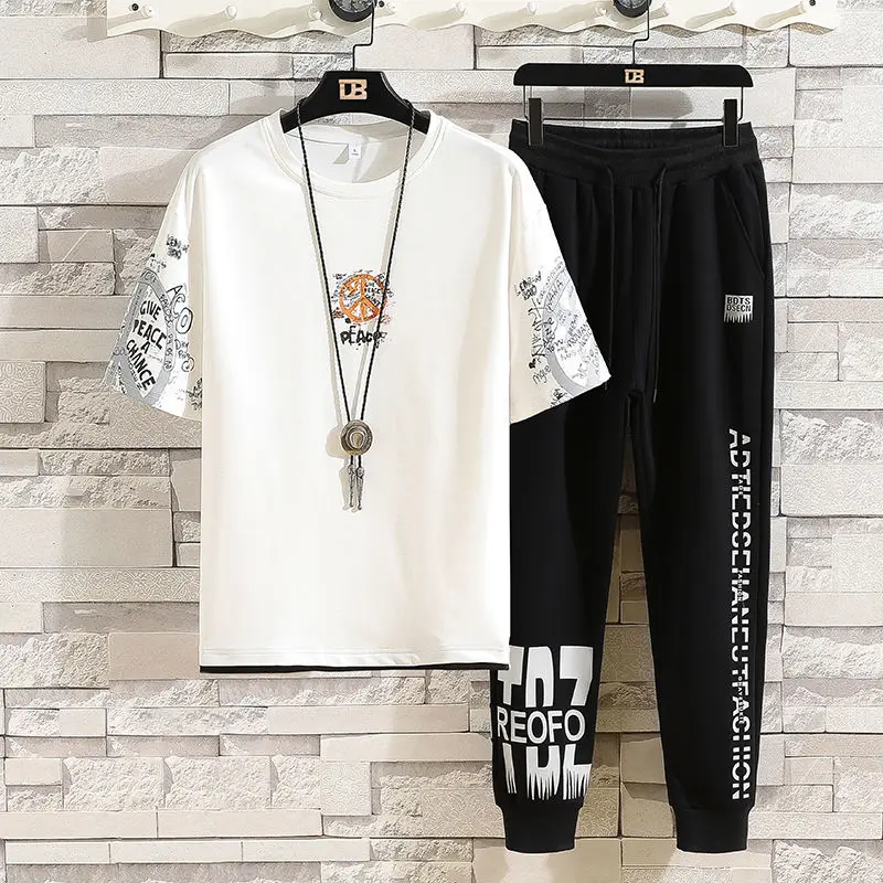 

2021 new spring and summer fashion short sleeve T-shirt men's Outfits summer academic style half sleeve T-shirt handsome Outfits