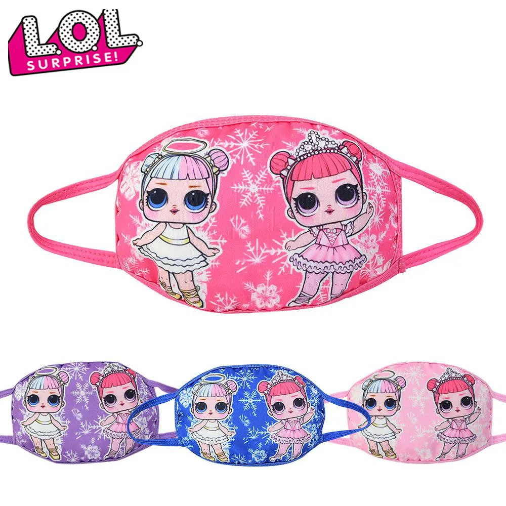 Многоразовые Мультяшные маски L.O.L для девочек лица из хлопка с куклой-сюрпризом