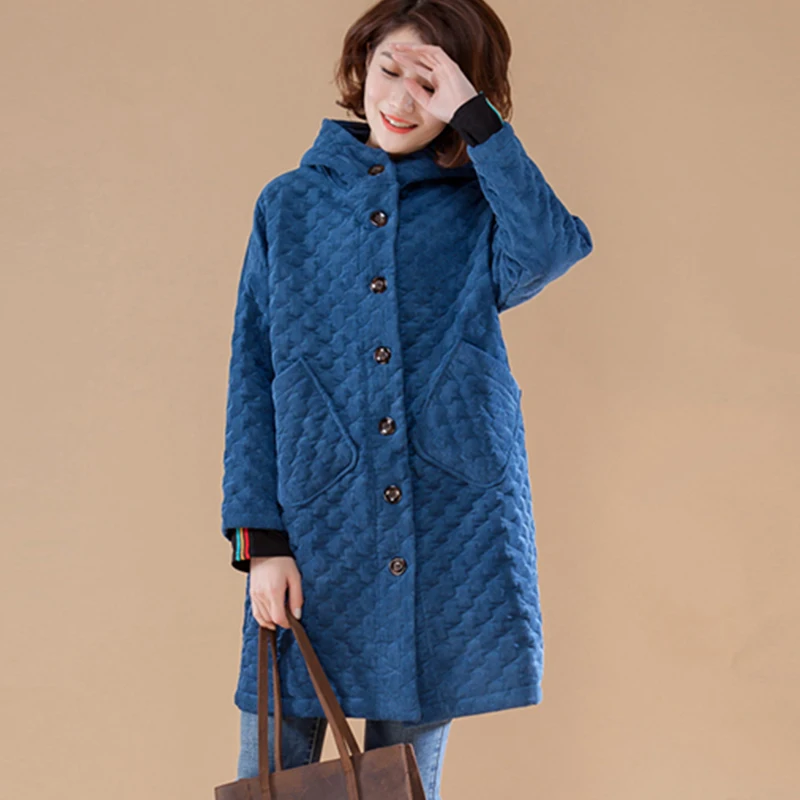 Женская Вельветовая парка с капюшоном однобортная однотонная облегающая