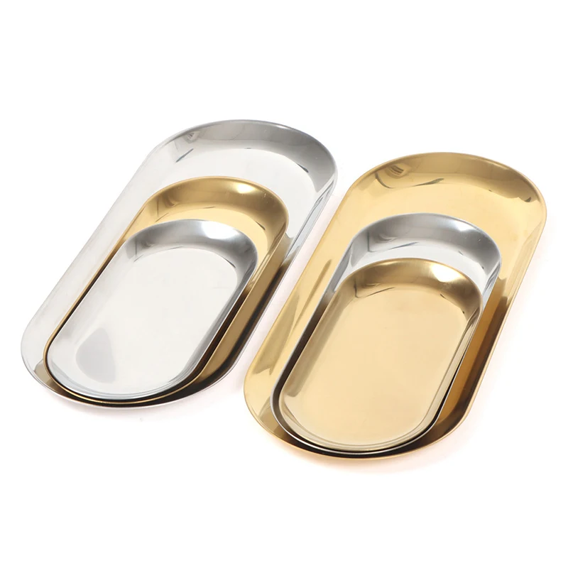 Золотые овальные тарелки из нержавеющей стали в скандинавском стиле лоток для