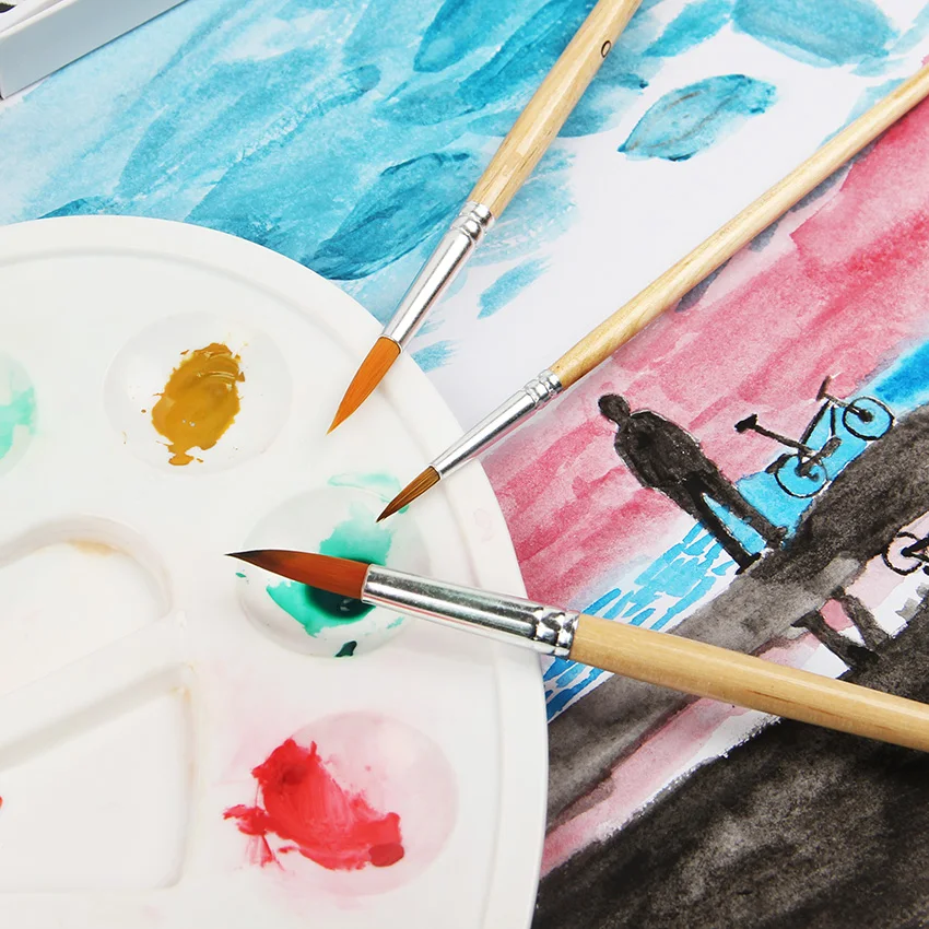 12 шт./компл. деревянная кисть для масляной краски акварельные кисти нейлоновая