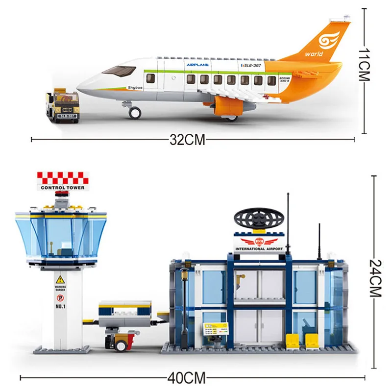 

678pcs City Plane construction Aircraft Airplane eductional Bricks Building Blocks Sets Figures aviation International Airport