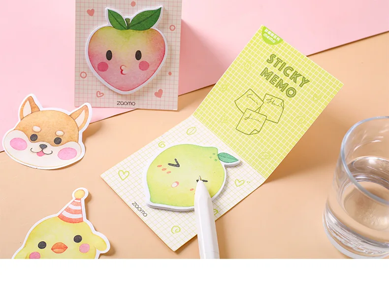Kawaii Fat Doodle серии кошка персик динозавр N Times Набор стикеров для заметок страница Флаг Закладка Школа Офис Канцелярские Принадлежности