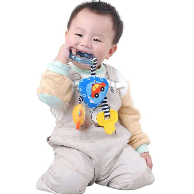 

Newborn Cute Plush Baby Rattles Toy Hanging Bed Cart 2021 Creative Baby Cartoon Bear Triangle Educational Toy