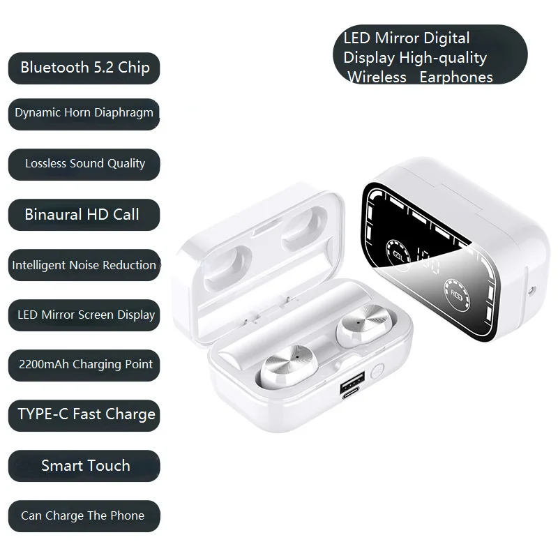 Беспроводная Bluetooth-гарнитура T16 Спортивная Tws-гарнитура с зеркальным