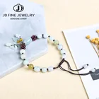 Регулируемый браслет JD из натурального нефрита, зеленая бижутерия с изумрудом в виде капли воды, с подвеской в виде листьев, женский браслет