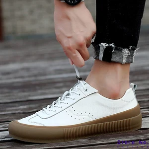 Sneakers Men Shoes Genuine Leather Top Quality Original Brand Autumn Casual Men Shoe Simple White Sn